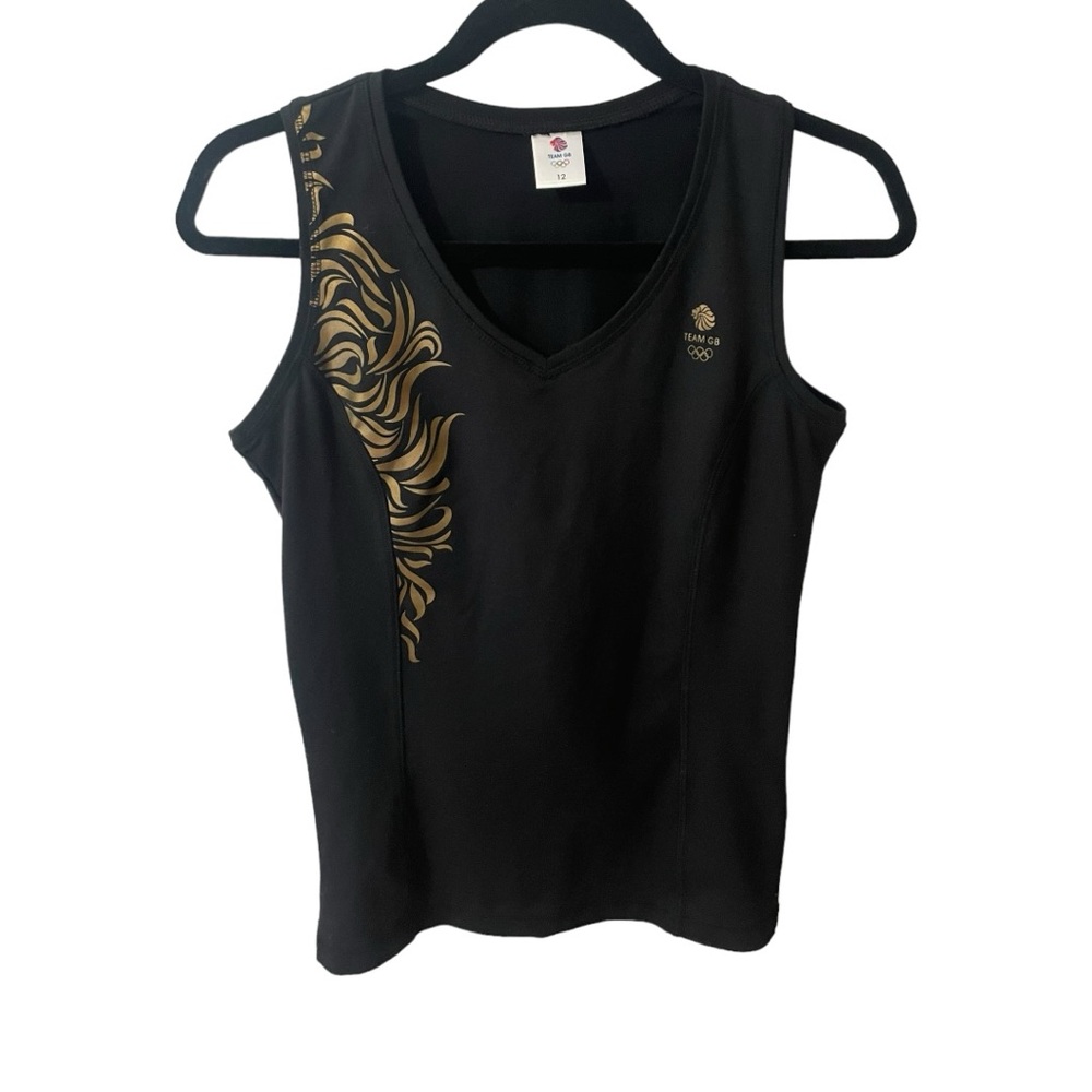 Great Britain Olympics Athletic Tank Top Adidas Team GB Black Gold Women’s 10